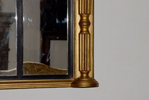 NEATSIZED REGENCY GILTWOOD TRIPTYCH OVERMANTEL MIRROR IN EXCELLENT CONDITION - ADDITIONAL PHOTO 2