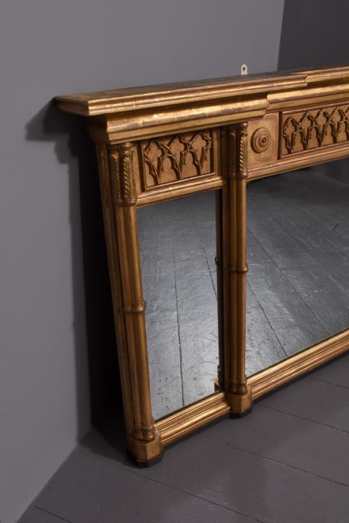 REGENCY CARVED AND GILDED TRYPTIC OVERMANTEL MIRROR - ADDITIONAL PHOTO 4