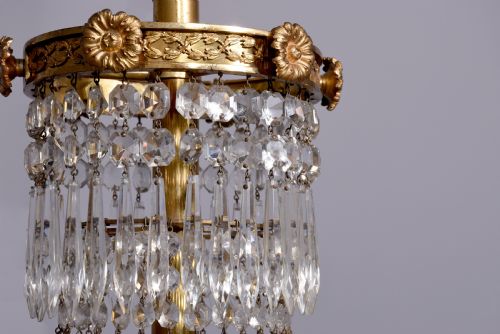 EMPIRE STYLE BRASS GLASS CHANDELIER - ADDITIONAL PHOTO 5