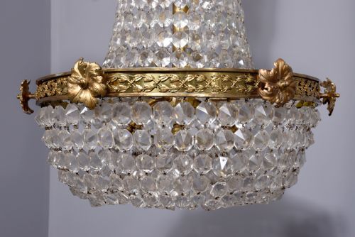 EMPIRE STYLE BRASS GLASS CHANDELIER - ADDITIONAL PHOTO 6