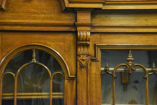 MONUMENTAL MIDVICTORIAN CARVED CABINET BOOKCASE - ADDITIONAL PHOTO 1