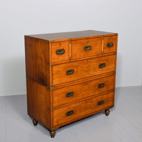 TWOPART TEAK MILITARY CHEST OF DRAWERS - ADDITIONAL PHOTO 1