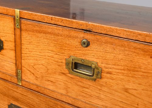 TWOPART TEAK MILITARY CHEST OF DRAWERS - ADDITIONAL PHOTO 2
