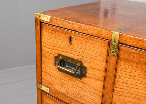 TWOPART TEAK MILITARY CHEST OF DRAWERS - ADDITIONAL PHOTO 4