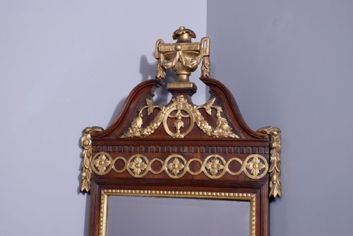 A RARE AND UNUSUAL MAHOGANY AND GILDED SWEDISH PIER MIRROR - ADDITIONAL PHOTO 1
