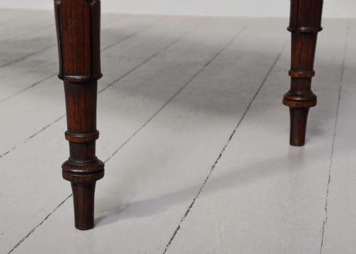 PAIR OF REGENCY LEATHER UPHOLSTERED MAHOGANY FRAMED LONG BENCHESSTOOLS WITH FLUTED LEGS - ADDITIONAL PHOTO 5