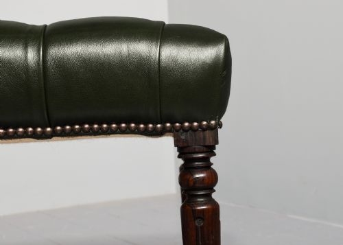 PAIR OF REGENCY LEATHER UPHOLSTERED MAHOGANY FRAMED LONG BENCHESSTOOLS WITH FLUTED LEGS - ADDITIONAL PHOTO 7
