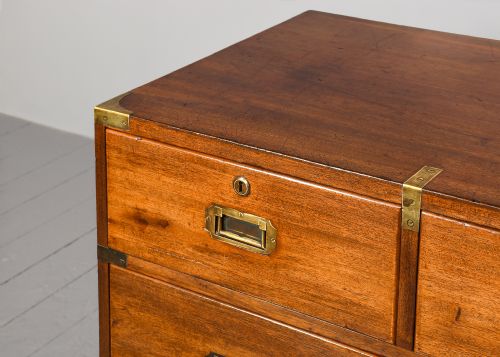 ORIGINAL VICTORIAN MAHOGANY TWOPART MILITARY CHEST WITH BRASS CARRYING HANDLES - ADDITIONAL PHOTO 4