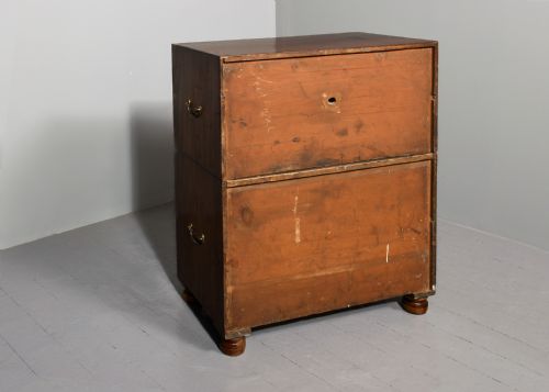 ORIGINAL VICTORIAN MAHOGANY TWOPART MILITARY CHEST WITH BRASS CARRYING HANDLES - ADDITIONAL PHOTO 7