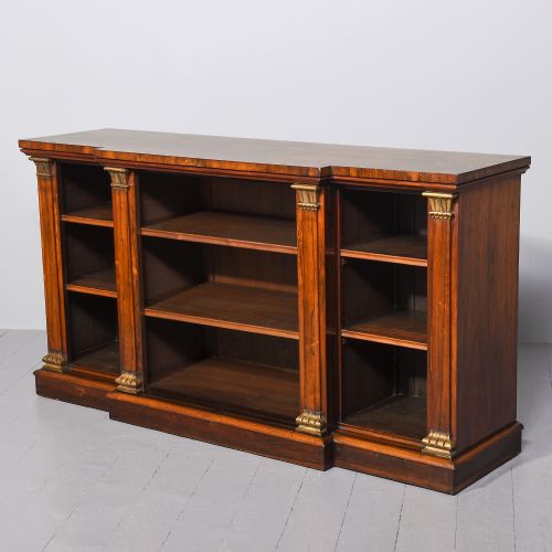 RARE BREAKFRONT REGENCY ROSEWOOD OPEN BOOKCASE - ADDITIONAL PHOTO 2