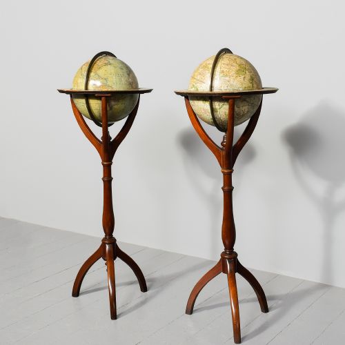 PAIR OF CAREY 12INCH TERRESTRIAL CELESTIAL FLOOR GLOBES - ADDITIONAL PHOTO 1