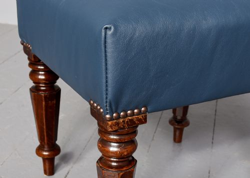 QUALITY WILLIAM IV MAHOGANYFRAMED LEATHER UPHOLSTERED STOOL - ADDITIONAL PHOTO 1