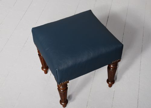 QUALITY WILLIAM IV MAHOGANYFRAMED LEATHER UPHOLSTERED STOOL - ADDITIONAL PHOTO 3