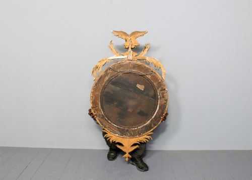 MAGNIFICENT REGENCY PERIOD EAGLEMOUNTED GILTWOOD CONVEX MIRROR - ADDITIONAL PHOTO 3
