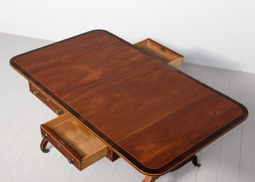 LARGE REGENCY INLAID MAHOGANY SOFA TABLE - ADDITIONAL PHOTO 3