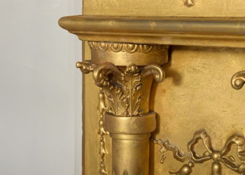 LARGE GILTWOOD NEOCLASSICAL STYLE 19THCENTURY OVERMANTEL MIRROR WITH NEOCLASSICAL DECORATIONS - ADDITIONAL PHOTO 8