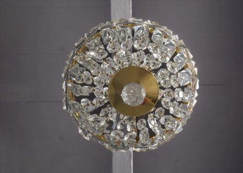 PAIR OF BRASS AND CRYSTAL LIGHT FITTINGS - ADDITIONAL PHOTO 2