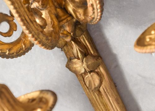 SET OF FOUR ADAM STYLE THREE ARM GILDED WALL SCONCES - ADDITIONAL PHOTO 13