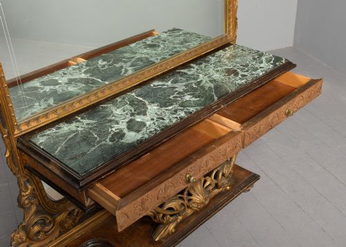 ITALIAN CARVED GILDED AND MARBLETOPPED CONSOLE TABLE - ADDITIONAL PHOTO 7
