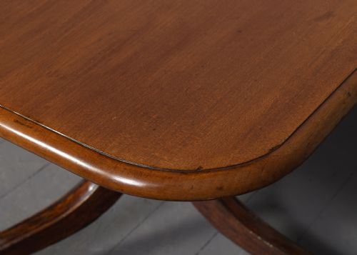 GEORGE IV MAHOGANY TWIN PILLAR DINING TABLE AND EXTRA LEAF - ADDITIONAL PHOTO 3