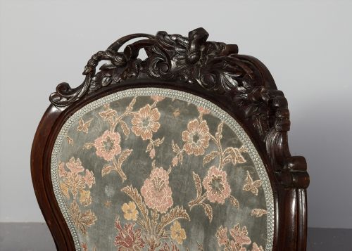 PAIR OF GENEROUSLYSIZED VICTORIAN CARVED ROSEWOOD CABRIOLE LEG ARMCHAIRS - ADDITIONAL PHOTO 1