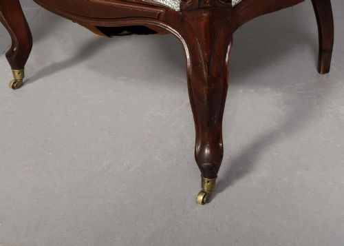 PAIR OF GENEROUSLYSIZED VICTORIAN CARVED ROSEWOOD CABRIOLE LEG ARMCHAIRS - ADDITIONAL PHOTO 3