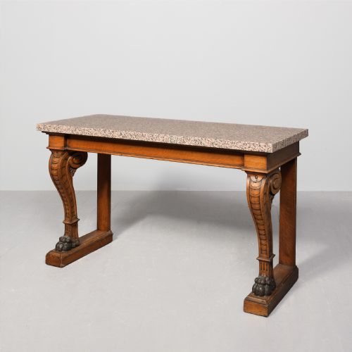 GRANITE TOPPED OAK CONSOLE TABLE BY ALEXANDER MCKENZIE OF GLASGOW