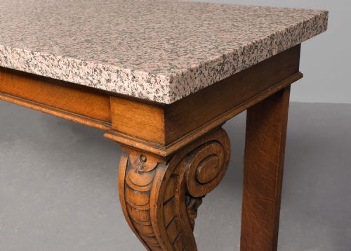 GRANITE TOPPED OAK CONSOLE TABLE BY ALEXANDER MCKENZIE OF GLASGOW - ADDITIONAL PHOTO 1