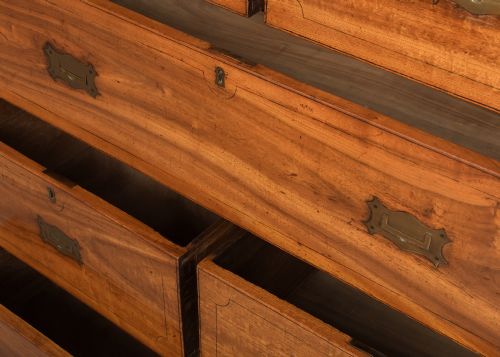 RARE SOLID CAMPHOR WOOD ANGLOCHINESE TWOPART BRASSBOUND 19THCENTURY MILITARY CHEST - ADDITIONAL PHOTO 2