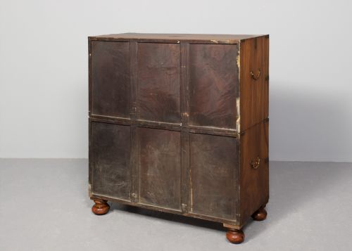 RARE SOLID CAMPHOR WOOD ANGLOCHINESE TWOPART BRASSBOUND 19THCENTURY MILITARY CHEST - ADDITIONAL PHOTO 9