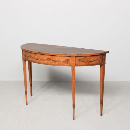 A STYLISH GEORGE III PAINTED AND INLAID DEMILUNE SERVING TABLE