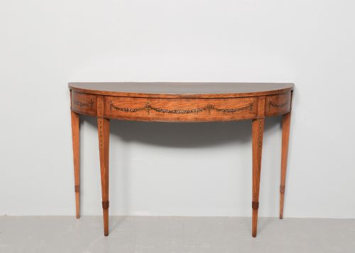A STYLISH GEORGE III PAINTED AND INLAID DEMILUNE SERVING TABLE - ADDITIONAL PHOTO 4