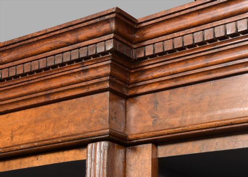 UNUSUAL VICTORIAN POLLARD AND QUARTERCUT OAK THREESECTION TALL BREAKFRONT OPEN BOOKCASE - ADDITIONAL PHOTO 4
