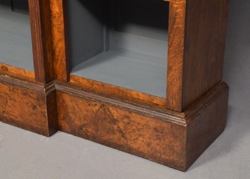 UNUSUAL VICTORIAN POLLARD AND QUARTERCUT OAK THREESECTION TALL BREAKFRONT OPEN BOOKCASE - ADDITIONAL PHOTO 5