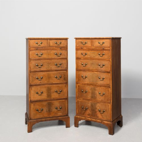 PAIR OF NEATSIZED GEORGE III STYLE WALNUT CHEST OF DRAWERS