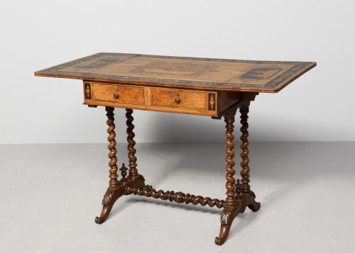 ITALIAN SORRENTO OLIVEWOOD INLAID SOFA TABLE - ADDITIONAL PHOTO 1