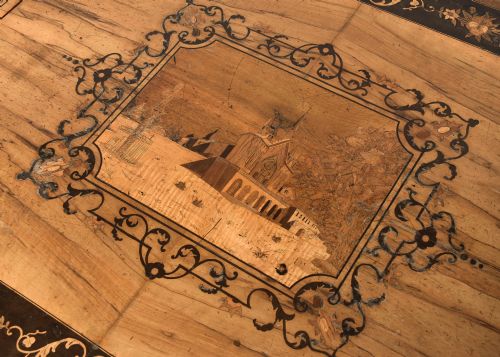 ITALIAN SORRENTO OLIVEWOOD INLAID SOFA TABLE - ADDITIONAL PHOTO 4