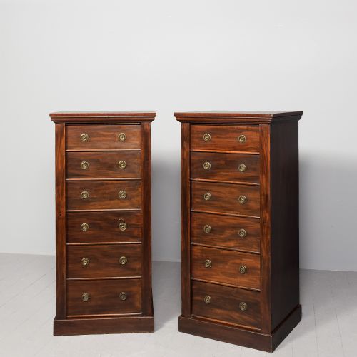 RARE PAIR OF ORIGINAL VICTORIAN MAHOGANY WELLINGTON CHESTS