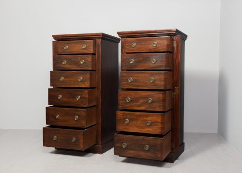 RARE PAIR OF ORIGINAL VICTORIAN MAHOGANY WELLINGTON CHESTS - ADDITIONAL PHOTO 2