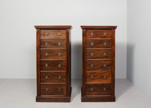 RARE PAIR OF ORIGINAL VICTORIAN MAHOGANY WELLINGTON CHESTS - ADDITIONAL PHOTO 7