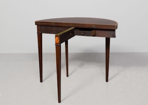 BRUCE BURNS OF EDINBURGH GEORGE III MAHOGANY INLAID CARD TABLE - ADDITIONAL PHOTO 6
