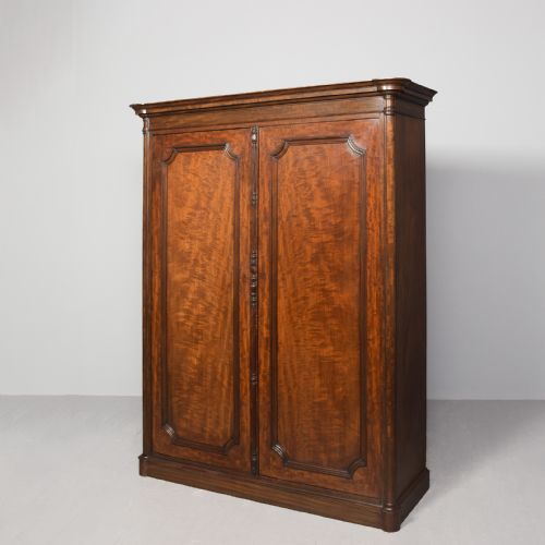 WILLIAM IV FLAME MAHOGANY WARDROBE BY S H JEWELL HIGH HOLBORN LONDON