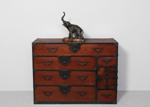 JAPANESE BRONZE ELEPHANT WITH IVORY TUSKS AND DIAMOND EYES - ADDITIONAL PHOTO 1