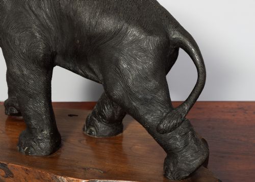 JAPANESE BRONZE ELEPHANT WITH IVORY TUSKS AND DIAMOND EYES - ADDITIONAL PHOTO 4