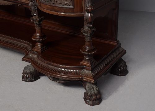 MAGNIFICENT LATE VICTORIAN CARVED MAHOGANY CABINET WITH MIRRORBACK AND CUPBOARDS - ADDITIONAL PHOTO 6