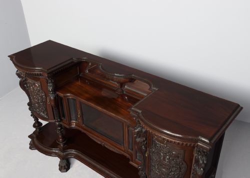 MAGNIFICENT LATE VICTORIAN CARVED MAHOGANY CABINET WITH MIRRORBACK AND CUPBOARDS - ADDITIONAL PHOTO 8
