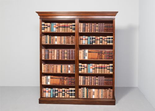 Mid-victorian, Tall Mahogany Two-part Open Bookcase with 5 Adjustable Shelves
