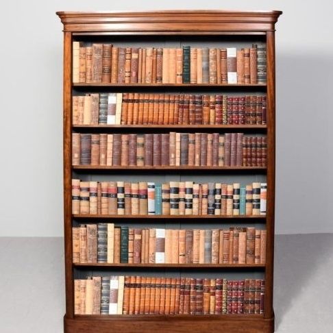 Victorian Tall Mahogany Open Bookcase with 5 Long Adjustable Shelves