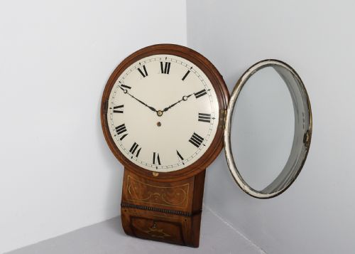 Large Mahogany and Brass Inlaid Fusee Wall Clock 