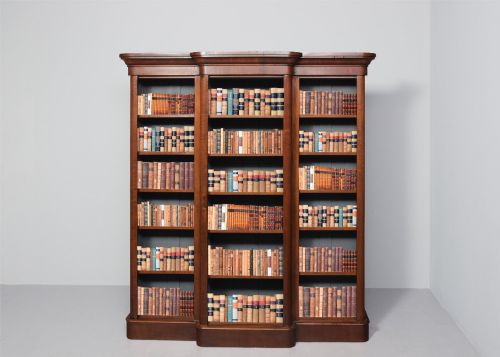 Mid-victorian Breakfront Mahogany, Three-section Open Bookcase with Clean Lines